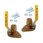 Lead free brass flange ball valve threaded fixed (Pair)